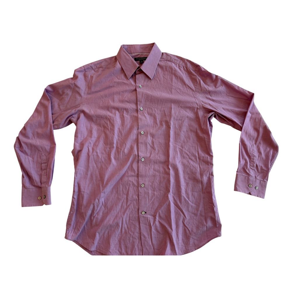 Banana Republic Mens Stretch Slim Fit Dress Shirt Large Purple Office Workwear